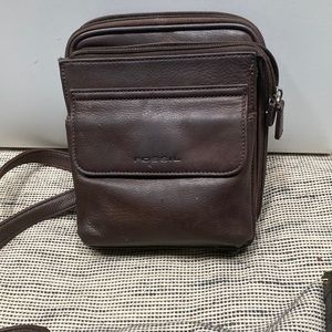 Fossil brown leather crossbody